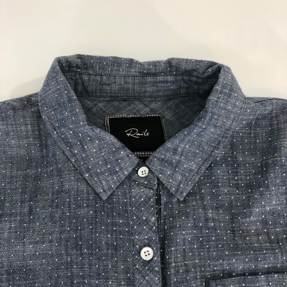 RAILS Chambray Button Front Top w White Polkadots - Picture 4 of 8